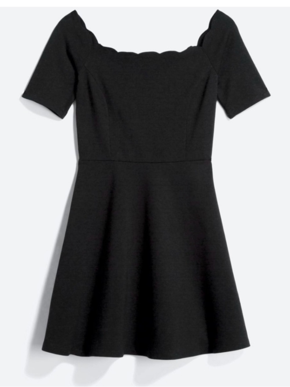 nine britton Black Scallop off shoulder fit and flare dress
